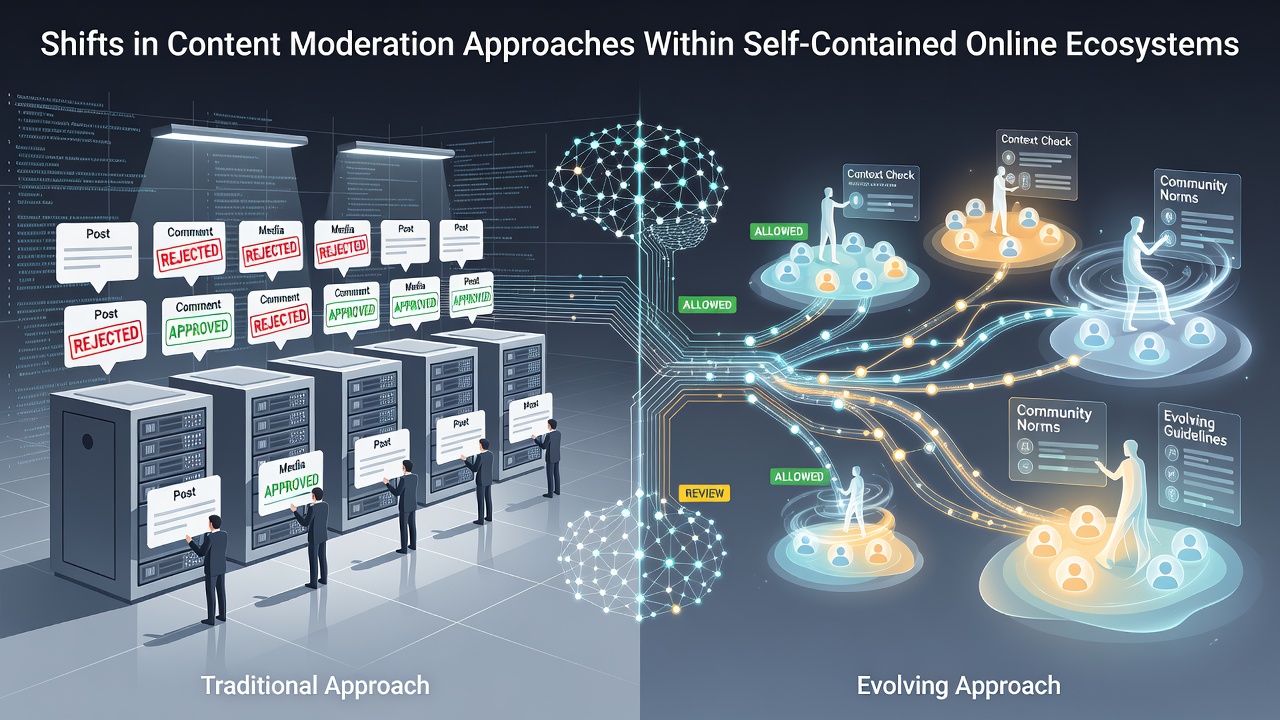 Shifts in Content Moderation Approaches Within Self-Contained Online Ecosystems